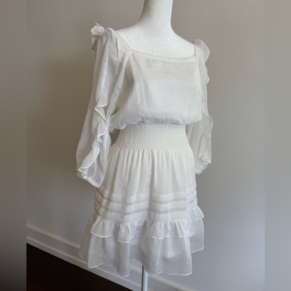 Storia White Off-Shoulder Ruffle Sleeve Sundress - Size Medium - Picture 9 of 15